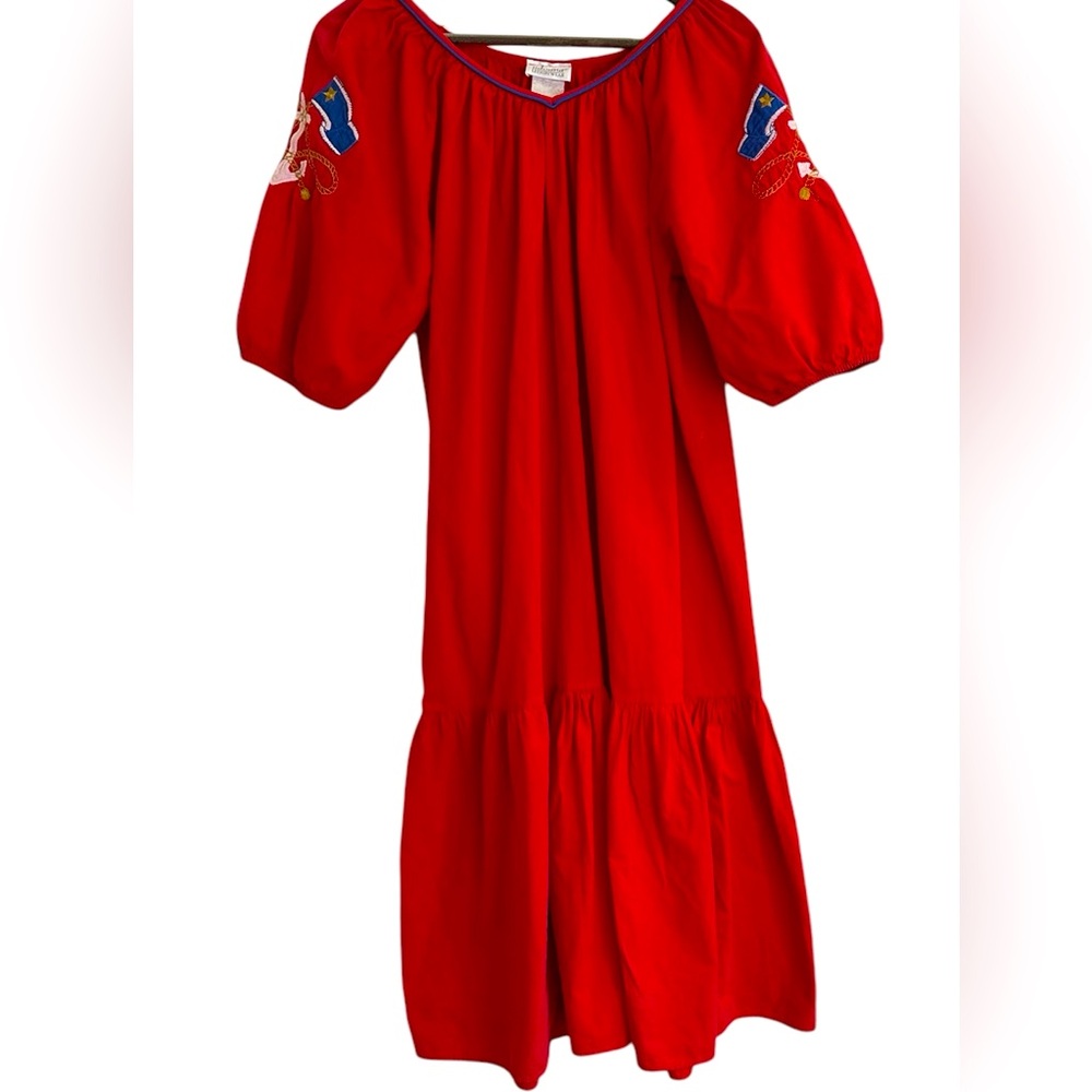 Adonna leisurewear red nautical themed duster house dress women, no size tag